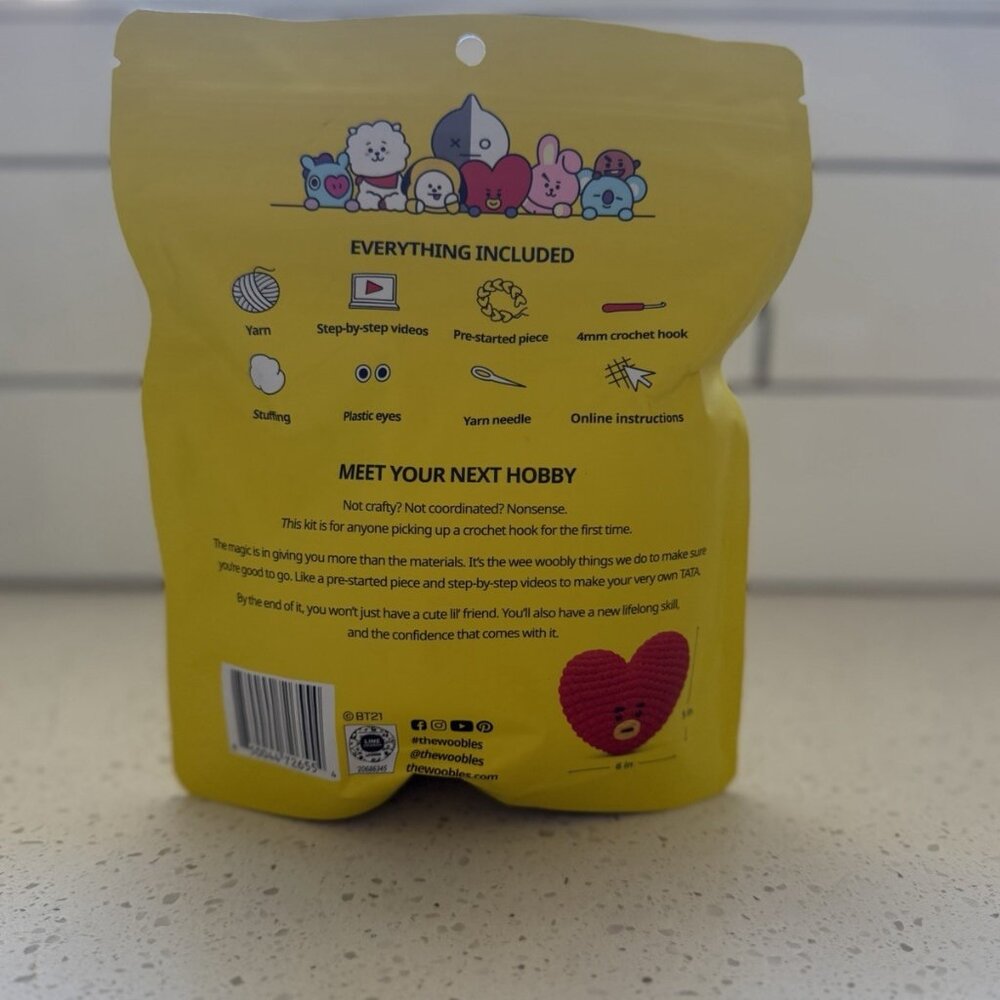The Woobles BT21 TATA Crochet Kit Beginner Learn to Crochet NEW Sealed V - Picture 2 of 2